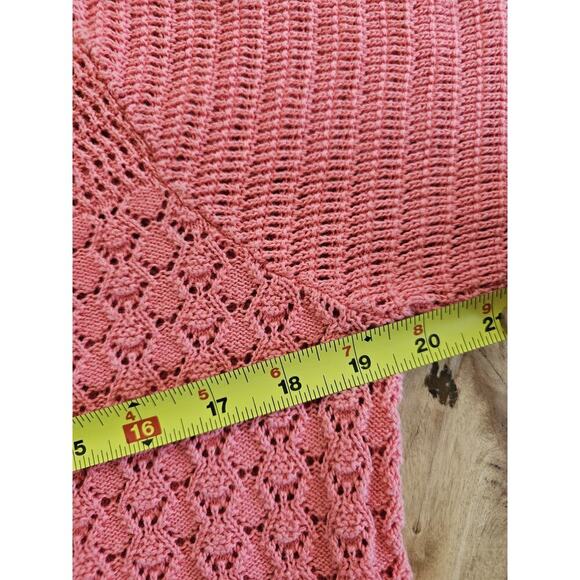 L.L Bean Linen Blend Basketweave Cardigan Sweater Women's Size L Coral - Picture 7 of 10